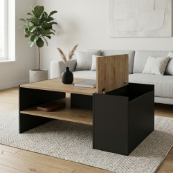 Τραπεζάκι σαλονιού Izia χρώμα sapphire oak - ανθρακί 110x60x45εκ.