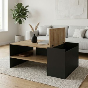 Τραπεζάκι σαλονιού Izia χρώμα sapphire oak - ανθρακί 110x60x45εκ.