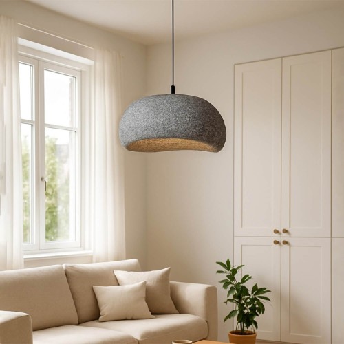 Φωτιστικό οροφής Riven E27 polyester μονόφωτο χρώμα γκρι Ø35x80εκ.