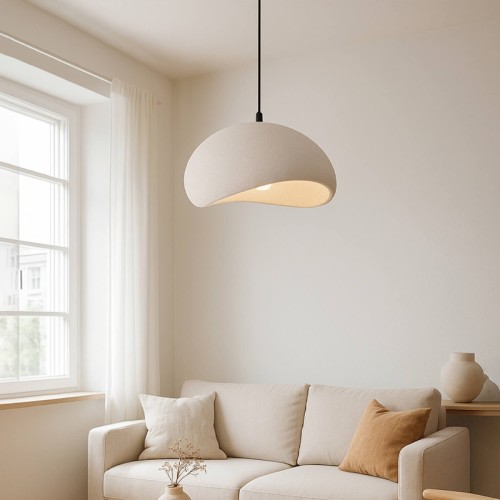 Φωτιστικό οροφής Riven E27 polyester μονόφωτο χρώμα κρεμ Ø35x80εκ.