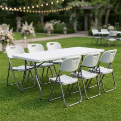 Τραπέζι catering - συνεδρίου Capri πτυσσόμενο - μονοκόμματη επιφάνεια χρώμα λευκό του πάγου 152x76x74εκ.