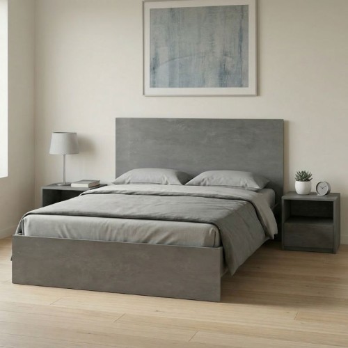 Κρεβάτι Troy χρώμα γκρι σκυροδέματος 140x190εκ.