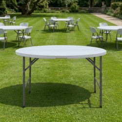 Τραπέζι catering - συνεδρίου Capri πτυσσόμενο – βαλίτσα στρογγυλό χρώμα λευκό του πάγου Ø152x74εκ.