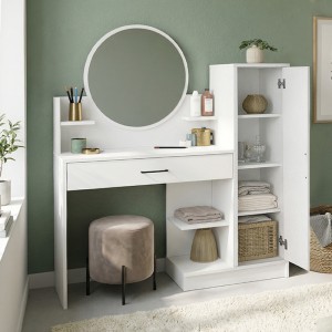 Τουαλέτα με καθρέπτη Andera χρώμα λευκό 123,9x35x144,4εκ.