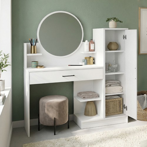 Τουαλέτα με καθρέπτη Andera χρώμα λευκό 123,9x35x144,4εκ.