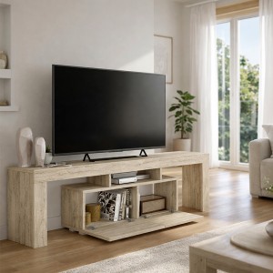 Έπιπλο τηλεόρασης Woodra χρώμα travertine 180x31,3x50,2εκ.