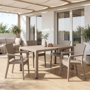 Τραπέζι πολυπροπυλενίου Kalan χρώμα cappuccino 150x90x75εκ.