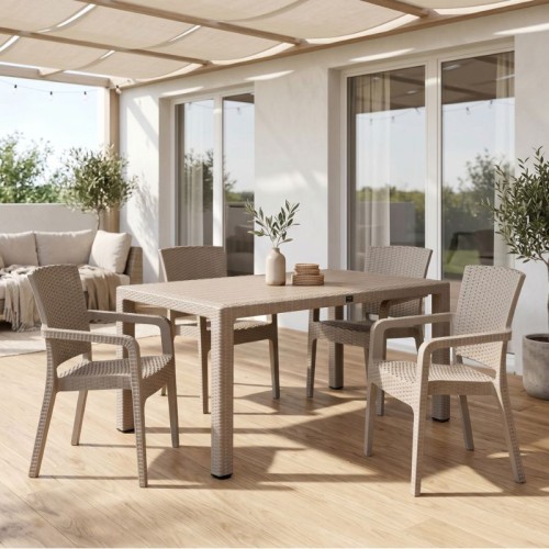 Τραπέζι πολυπροπυλενίου Kalan χρώμα cappuccino 150x90x75εκ.