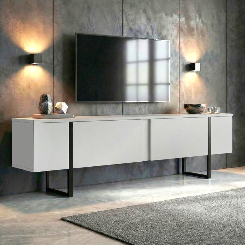 Έπιπλο τηλεόρασης Luxe χρώμα λευκό - μαύρο 180x30x50εκ.