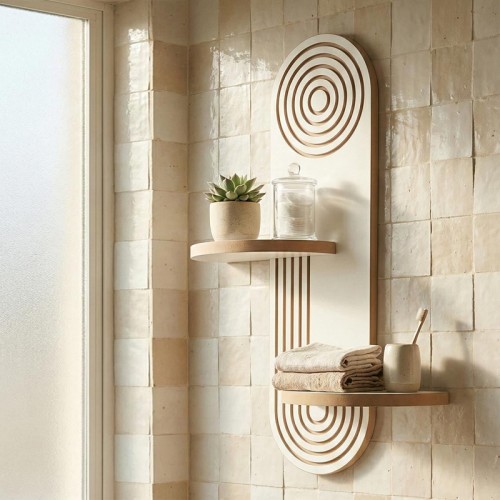 Ραφιέρα τοίχου Artwill Mdf χρώμα λευκό - oak 46x13x70εκ.