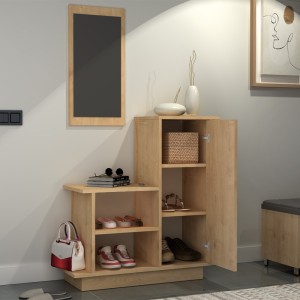 Έπιπλο εισόδου Cute χρώμα φυσικό οξιάς 90x35x95εκ.