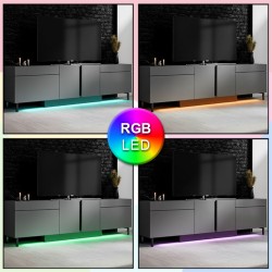 Έπιπλο τηλεόρασης Arlen με Led Rgb χρώμα ανθρακί 180x32x50εκ.