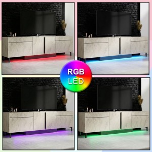 Έπιπλο τηλεόρασης Arlen με Led Rgb χρώμα travertine 180x32x50εκ.