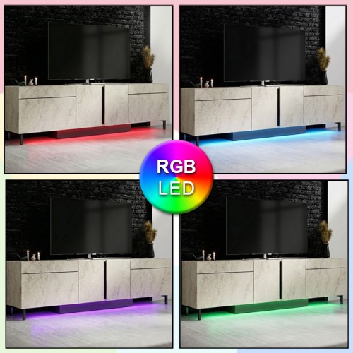 Έπιπλο τηλεόρασης Arlen με Led Rgb χρώμα travertine 180x32x50εκ.