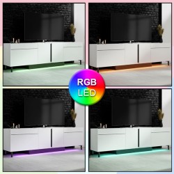Έπιπλο τηλεόρασης Arlen με Led Rgb χρώμα λευκό 180x32x50εκ.