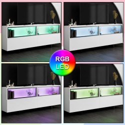 Έπιπλο τηλεόρασης Eco με Led Rgb χρώμα λευκό 180x32x67εκ.