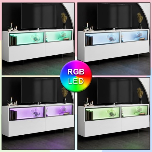 Έπιπλο τηλεόρασης Eco με Led Rgb χρώμα λευκό 180x32x67εκ.