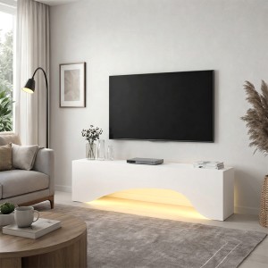 Έπιπλο τηλεόρασης Mara με LED χρώμα λευκό 150x31,4x40εκ.