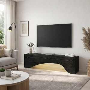 Έπιπλο τηλεόρασης Mara με LED χρώμα sencron black 150x31,4x40εκ.