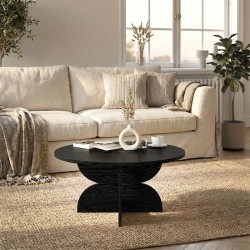 Τραπεζάκι σαλονιού Mara χρώμα sencron black Ø75x36,8εκ.
