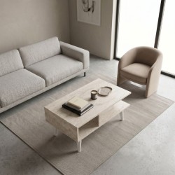 Τραπεζάκι σαλονιού Andros χρώμα travertine 90x54x39,6εκ.