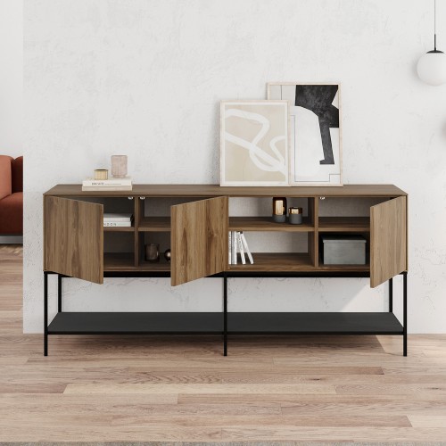 Μπουφές Amira χρώμα καρυδί Ud - black wood 180x40x80εκ.