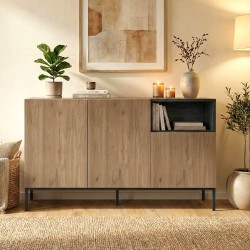 Μπουφές Cailin χρώμα sepet oak - black wood 140x41,8x80εκ.