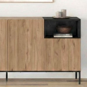 Μπουφές Cailin χρώμα sepet oak - black wood 180x41,8x80εκ.