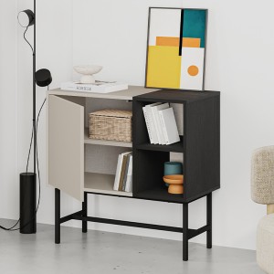Μπουφές Mona χρώμα sandstone - black wood 81x40x80εκ.