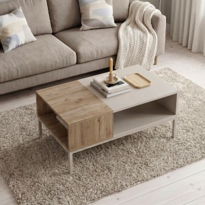 Τραπεζάκι σαλονιού Cailin χρώμα sandstone - sepet oak 90x56x40,6εκ.