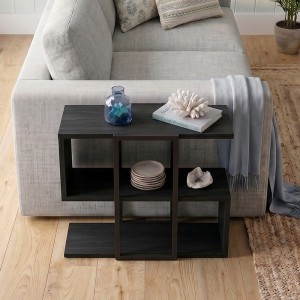Τραπεζάκι βοηθητικό Homia χρώμα black wood 56x25x56,5εκ.