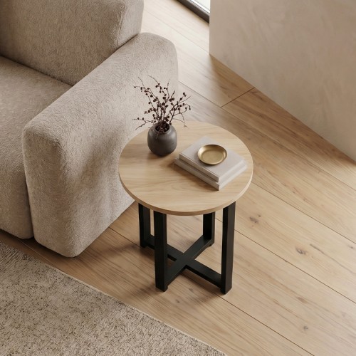 Τραπεζάκι βοηθητικό Mesa χρώμα sapphire oak Ø45x50εκ.