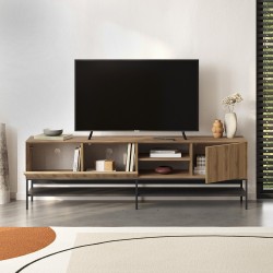 Έπιπλο τηλεόρασης Amira χρώμα καρυδί Ud - black wood 180x35x55εκ.