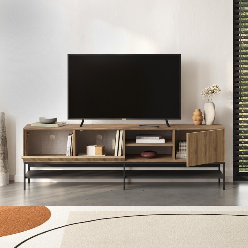 Έπιπλο τηλεόρασης Amira χρώμα καρυδί Ud - black wood 180x35x55εκ.