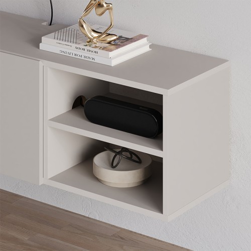 Έπιπλο τηλεόρασης επιτοίχιο Conrad χρώμα sandstone 140x35x38εκ.