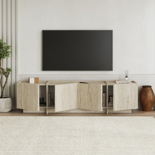 Έπιπλο τηλεόρασης Lowen χρώμα travertine 180x35x46,2εκ.