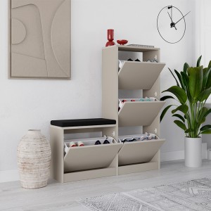 Παπουτσοθήκη Dude χρώμα sandstone 104,8x26x118,5εκ.