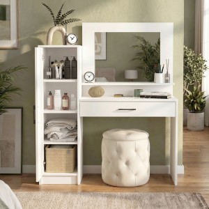 Τουαλέτα με καθρέπτη Kaunos χρώμα λευκό 123,8x40x148,2εκ.