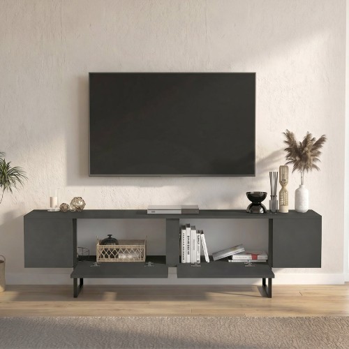 Έπιπλο τηλεόρασης Orontes χρώμα ανθρακί 180x29,6x50εκ.