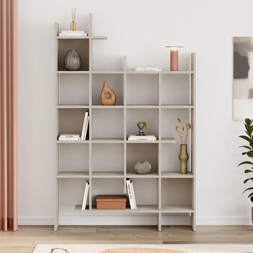 Βιβλιοθήκη Manco χρώμα sandstone 122x25,5x188εκ.