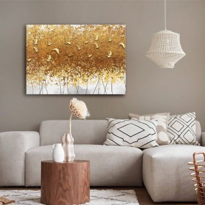 Πίνακας σε καμβά "Golden Birds" ψηφιακής εκτύπωσης 100x70x3εκ.