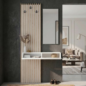 Έπιπλο εισόδου Elois χρώμα λευκό - sepet oak 96,6x26,8x195,5εκ.