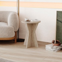 Τραπεζάκι βοηθητικό Lisa χρώμα travertine Ø40x51,8εκ.