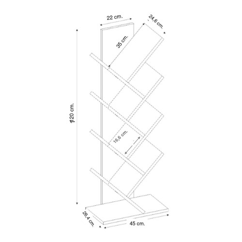 Βιβλιοθήκη Maxy χρώμα φυσικό οξιάς 45x26,4x120εκ.