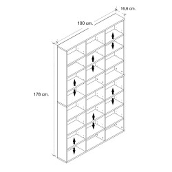 Βιβλιοθήκη Diamond χρώμα γκρι σκυροδέματος 100x16,6x178εκ.