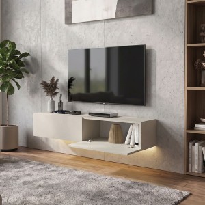Έπιπλο τηλεόρασης επιτοίχιο Aristo με LED χρώμα sandstone 135x31,6x25εκ.