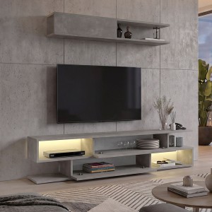 Σύνθεση τηλεόρασης Manet με LED χρώμα γκρι σκυροδέματος 180x29,5x39εκ.