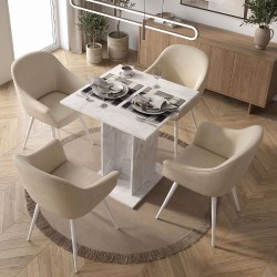 Τραπέζι Allos χρώμα λευκό εφέ μαρμάρου 75x75x77εκ.