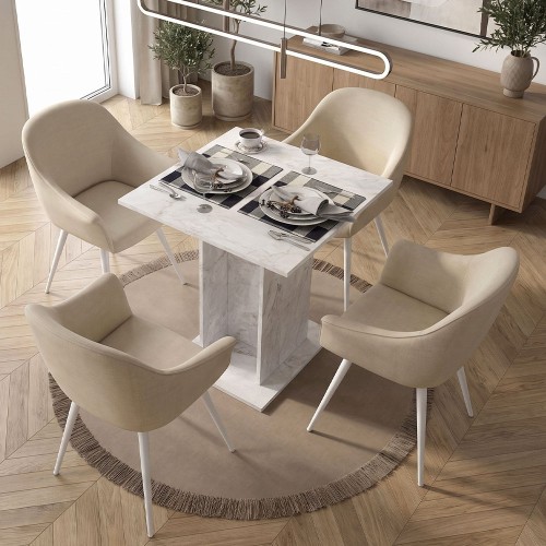 Τραπέζι Allos χρώμα λευκό εφέ μαρμάρου 75x75x77εκ.