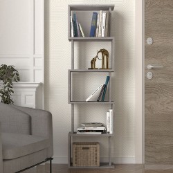 Βιβλιοθήκη Alvina χρώμα γκρι σκυροδέματος 45x19,6x158,8εκ.